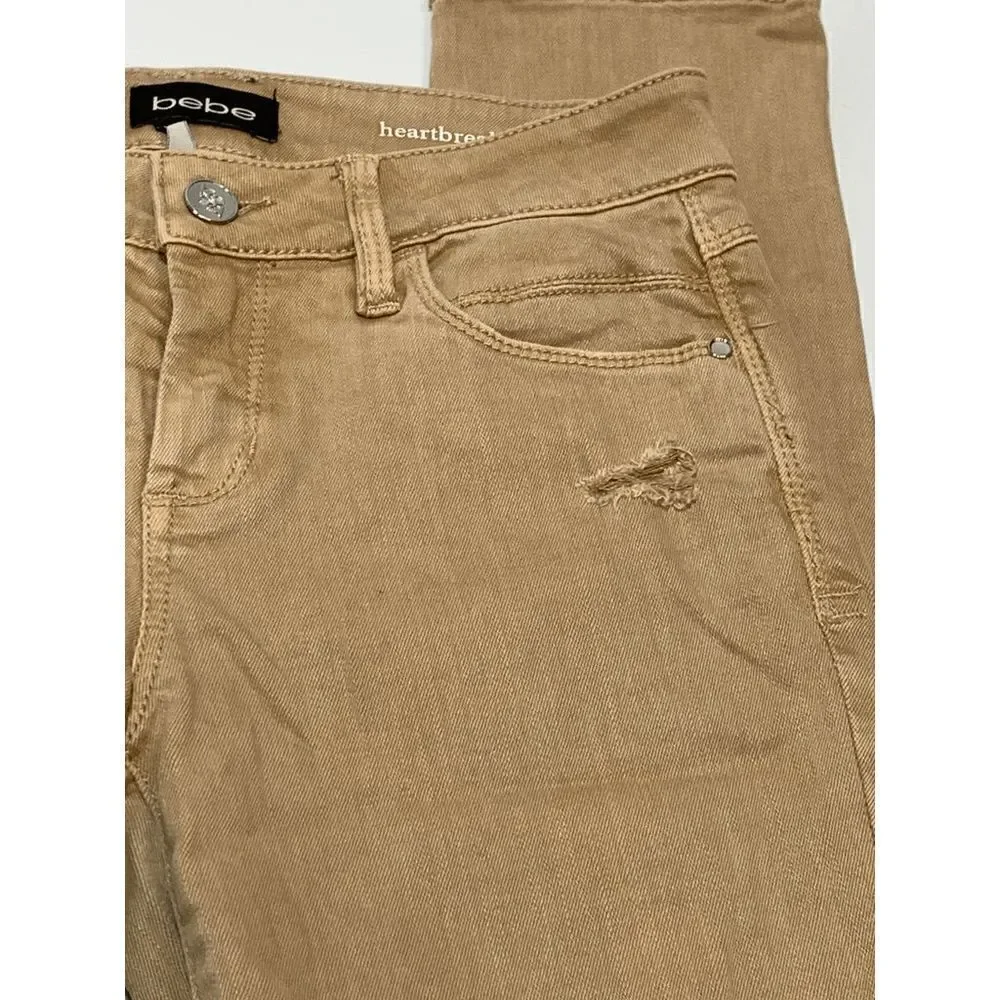 Bebe Heartbreaker Distressed Skinny Denim Jean Size 26